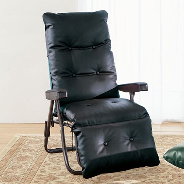 「フットレスト付リクライニングチェア２（椅子・チェア・スツール）」｜ブラック