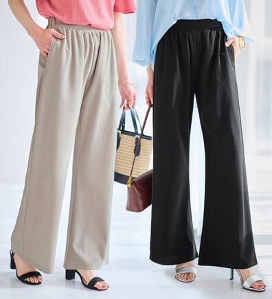 alotta（アロッタ）の「＜６つの機能付＞錯覚美脚！ストレッチワイドパンツ（ワイドパンツ・ガウチョ）」