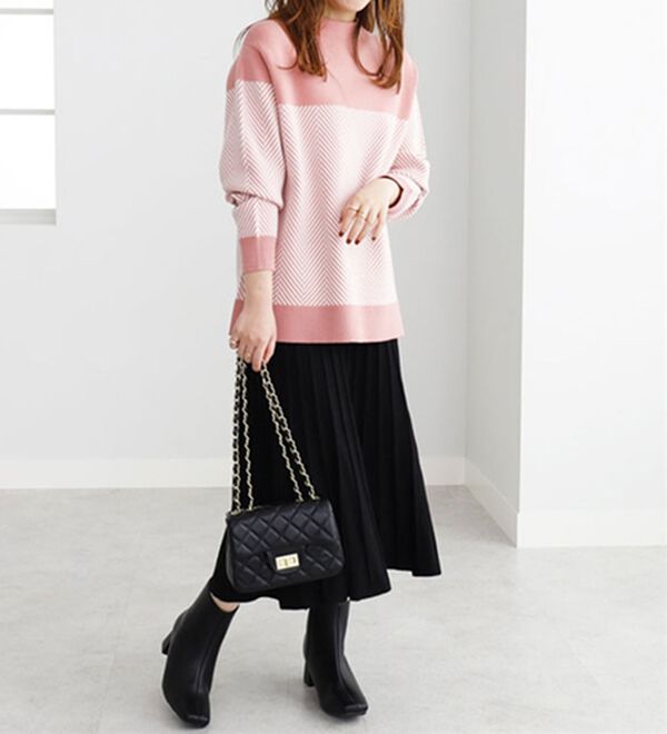 BELLUNA（ベルーナ）の「ヘリンボーン柄ニットプルオーバー（ニット・セーター）」｜詳細画像