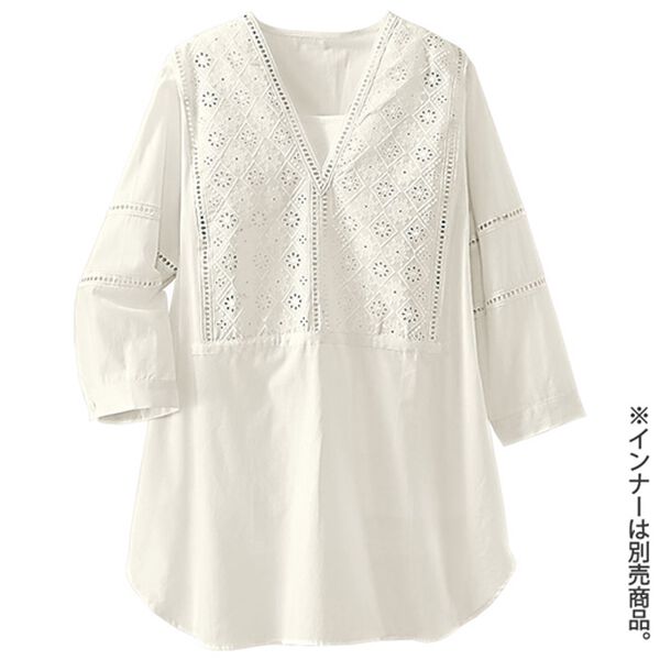 BELLUNA（ベルーナ）の「お食事会に頼れる一枚レース切替ブラウス（チュニック）」｜詳細画像