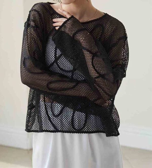 RANAN（ラナン）の「コード刺繍シアーメッシュTシャツ（カットソー）」｜詳細画像