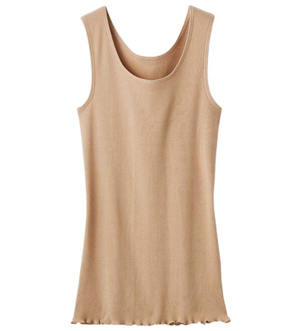 LAVIENNE（ラヴィエンヌ）の「綿１００％オーガニックコットンリブタンクトップ（肌着・インナーウェア）」｜ブラウン