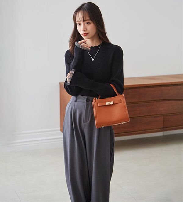 RANAN（ラナン）の「【春色追加】シアーフリル袖ハイネックリブニット（ニット・セーター）」｜詳細画像