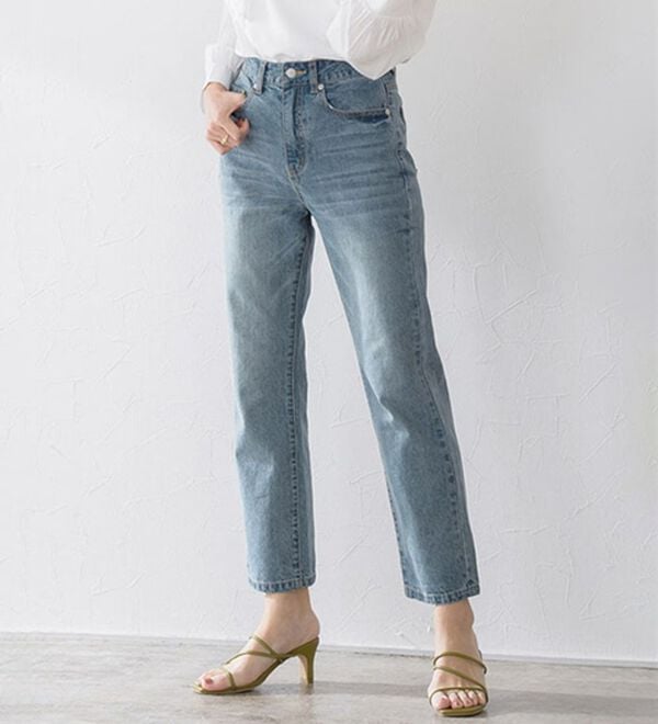 Pierrot（ピエロ）の「【選べる丈】ハイウエストストレートデニム（フルレングスパンツ）」｜詳細画像