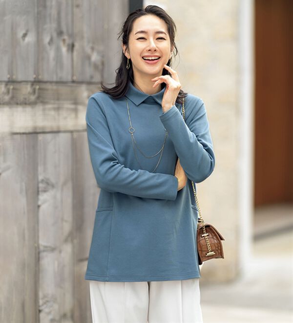 ルフラン（ルフラン）の「柔らかコットン衿付プルオーバー（カットソー）」｜詳細画像