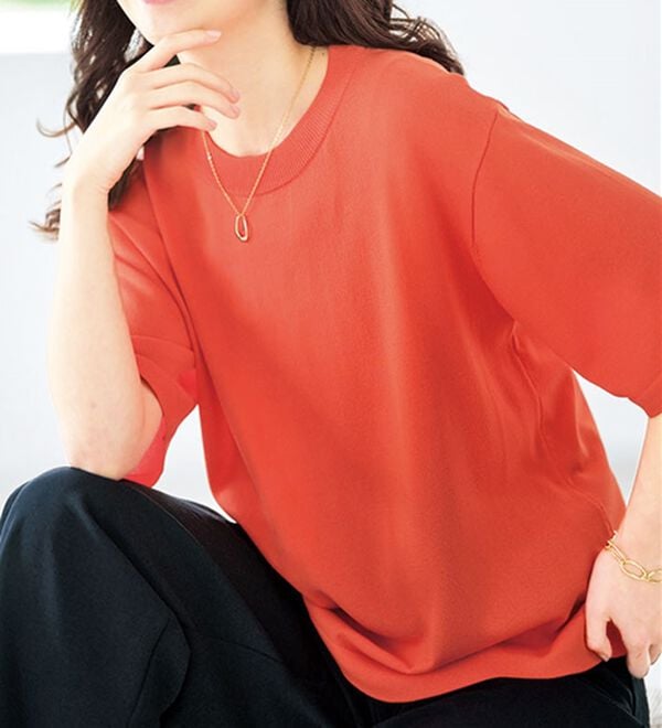 BELLUNA（ベルーナ）の「肌に張り付かない！シャリ冷や高見えニットＴ（ニット・セーター）」｜詳細画像