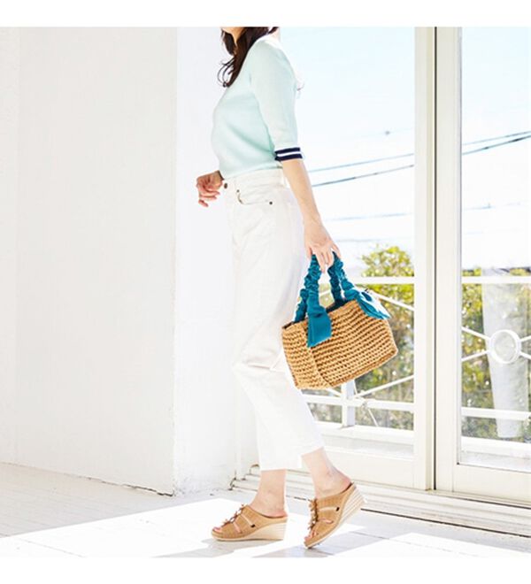 BELLUNA（ベルーナ）の「シャーリング持ち手雑材バッグ（ハンドバッグ）」｜詳細画像