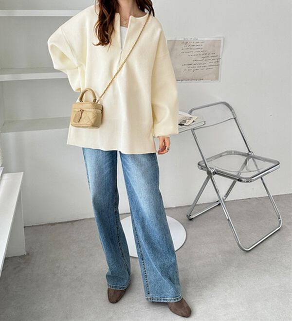 GeeRA（ジーラ）の「ハーフジップニットプルオーバー（ニット・セーター）」｜詳細画像