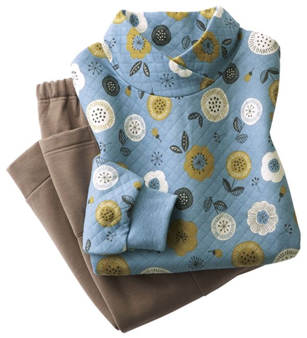 「【２着組】ニットキルトの重ね衿パジャマ（パジャマ・ルームウェア）」｜詳細画像