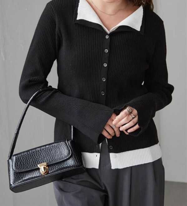 RANAN（ラナン）の「レイヤード配色ニットカーディガン（ニットカーディガン）」｜詳細画像