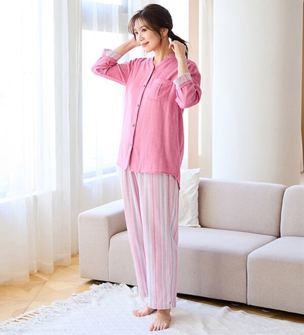 LAVIENNE（ラヴィエンヌ）の「【オーガニックコットン使用】綿１００％Ｗガーゼのルームパジャマ（パジャマ・ルームウェア）」｜詳細画像