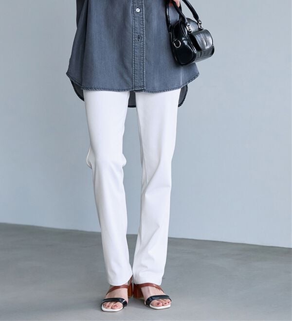 BELLUNA（ベルーナ）の「ヒンヤリ快適！接触冷感ニットデニムパンツ（フルレングスパンツ）」｜詳細画像