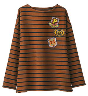 BELLUNA（ベルーナ）の「＜ＰＥＲＳＯＮ&rsquo;Ｓ　ＣＬＵＢ＞ワッペン付ボーダープルオーバー（カットソー）」｜ブラウン系