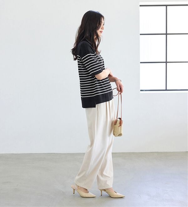 BELLUNA（ベルーナ）の「【選べるデザイン】Ｔシャツが苦手な方に！ひんやり綿混ニットＴ（ニット・セーター）」｜詳細画像