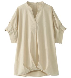 BELLUNA（ベルーナ）の「サッと決まる！タック袖ゆったりブラウス（ブラウス）」｜ベージュ