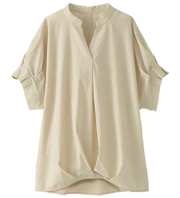 BELLUNA（ベルーナ）の「サッと決まる！タック袖ゆったりブラウス（ブラウス）」｜ベージュ