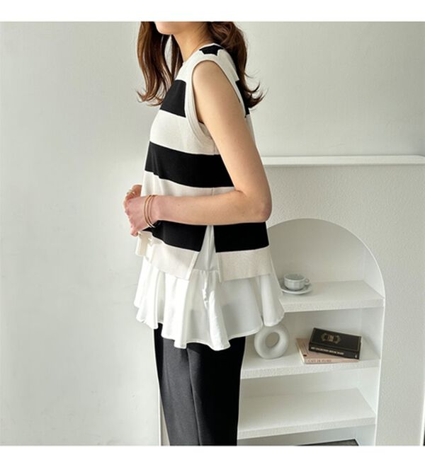 GeeRA（ジーラ）の「ペプラムタンク付ニットプルオーバー（アンサンブル）」｜詳細画像