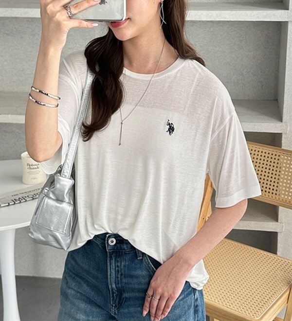 GeeRA（ジーラ）の「【Ｕ．Ｓ．　ＰＯＬＯ　ＡＳＳＮ．】スラブシアーTシャツ（Tシャツ）」｜オフホワイト