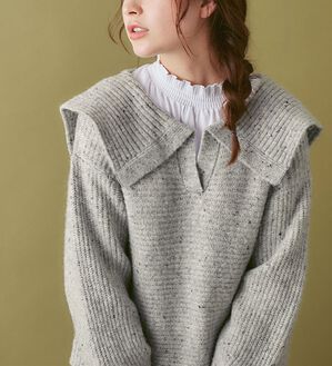 Viola e Viola（ヴィオラ エ ヴィオラ）の「もっちりネップ柄ニットの衿付きトップス（ニット・セーター）」｜詳細画像