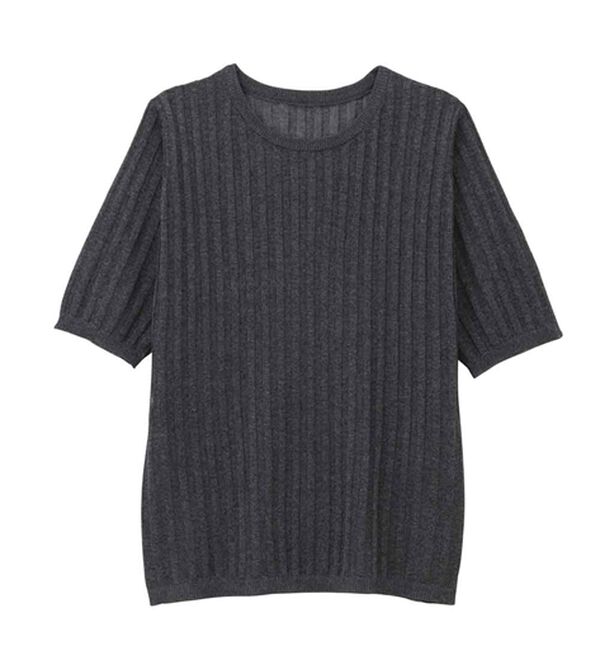 RANAN（ラナン）の「5分袖シアーラメリブニット（ニット・セーター）」｜詳細画像