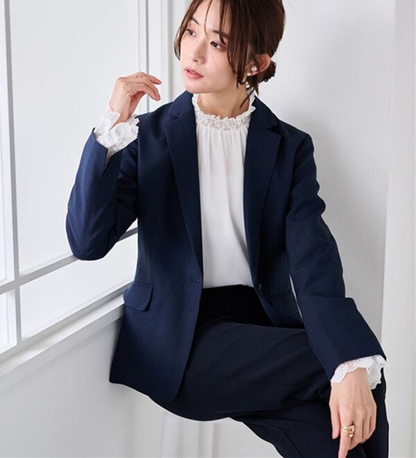 RANAN（ラナン）の「【選べる衿】洗える！春夏ロングシーズン着用可能ベーシック２点ライトスーツ（パンツスーツ）」｜詳細画像