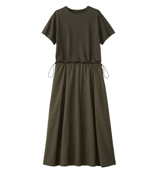 Viola e Viola（ヴィオラ エ ヴィオラ）の「【Ｍ～５Ｌ】ゆったり異素材ドッキングワンピース（ドッキングワンピース）」｜詳細画像