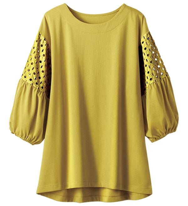 BELLUNA（ベルーナ）の「ボリューム袖レース切替プルオーバー（カットソー）」｜詳細画像