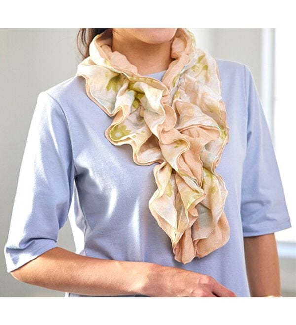 BELLUNA（ベルーナ）の「着脱簡単！コットンシルクフリルスカーフ（ストール・スカーフ・マフラー）」｜詳細画像