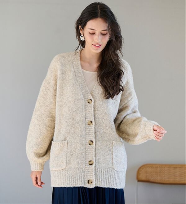 RANAN（ラナン）の「カラーオーバーカーディガン（ニットカーディガン）」｜アイボリー