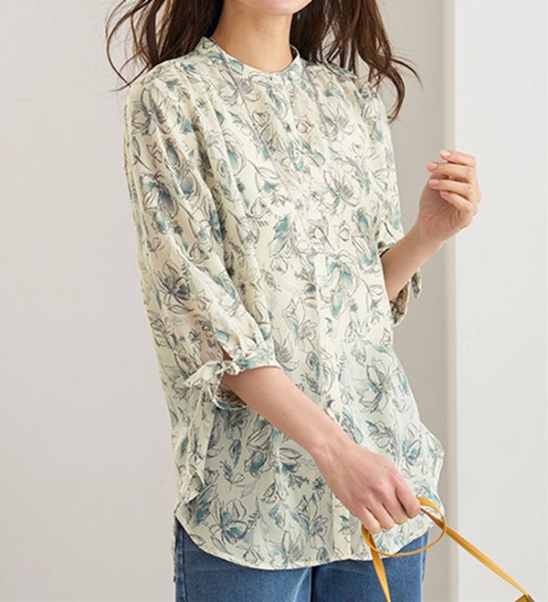 BELLUNA（ベルーナ）の「涼感やわらか袖リボンシャツチュニック（チュニック）」｜詳細画像