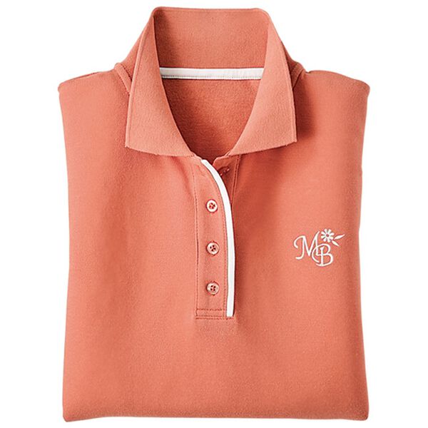 BELLUNA（ベルーナ）の「配色がおしゃれな裏起毛ポロシャツ（ポロシャツ）」｜テラコッタ