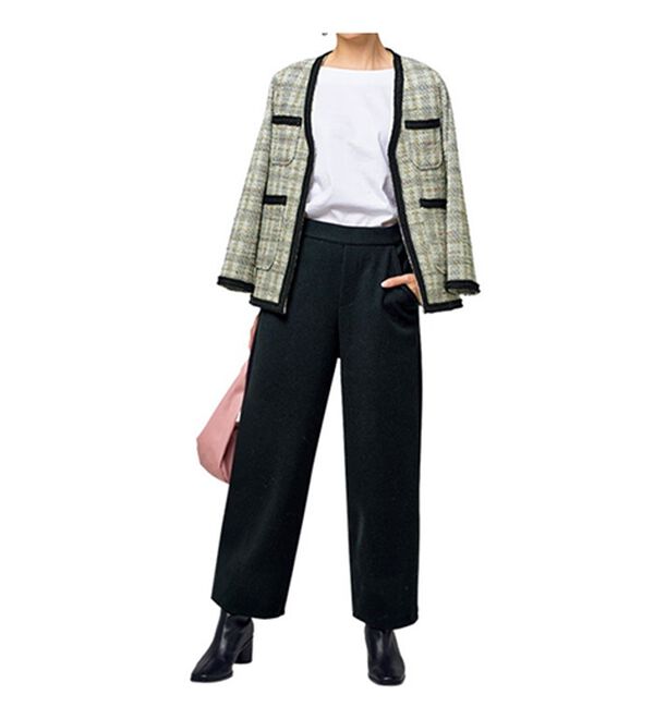 VINNO（ヴィノ）の「カットメルトンワイドストレートパンツ（フルレングスパンツ）」｜詳細画像