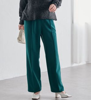 RANAN（ラナン）の「裏起毛美脚シルエットピンタックワイドパンツ（フルレングスパンツ）」｜モスグリーン