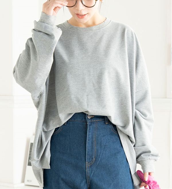 A HAPPY MARILYN（アハッピーマリリン）の「【Ｌ～６Ｌ／選べる丈】たっぷりスーパーライトスウェット（トレーナー・スウェット）」｜杢グレー