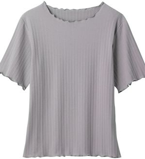 alotta（アロッタ）の「メロウ使いテレコリブＴシャツ（カットソー）」｜グレー