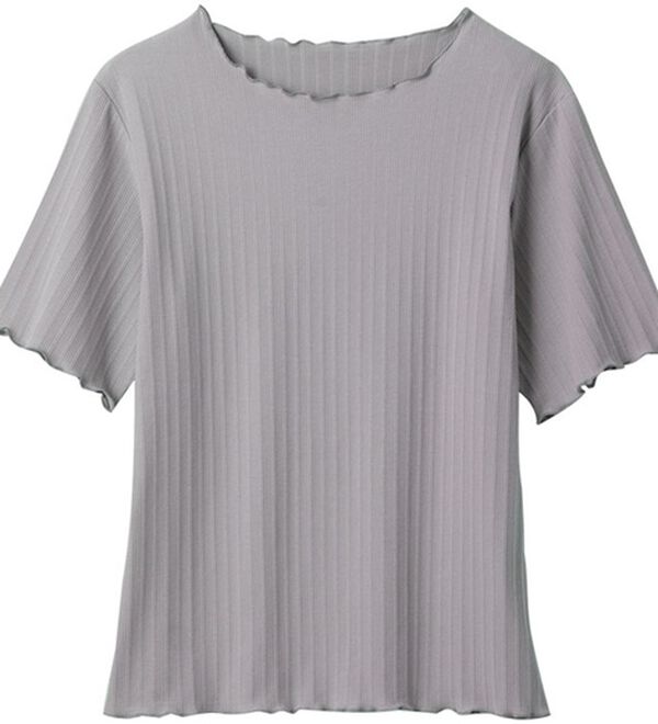 alotta（アロッタ）の「メロウ使いテレコリブＴシャツ（カットソー）」｜グレー