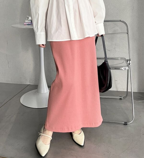 GeeRA（ジーラ）の「【着回し力◎】楽ちんすっきり見え！リブロングスカート（ロングスカート）」｜詳細画像