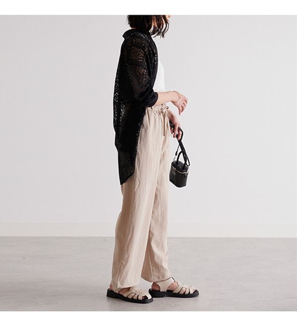 GeeRA（ジーラ）の「冷感リネン風イージーワイドパンツ（ワイドパンツ・ガウチョ）」｜詳細画像