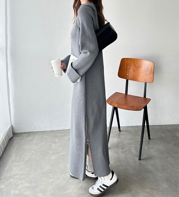 GeeRA（ジーラ）の「裾ファスナースリットニットワンピース（ニットワンピース）」｜詳細画像