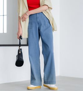 BELLUNA（ベルーナ）の「新感覚！メッシュデニムワイドパンツ（フルレングスパンツ）」