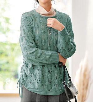 BELLUNA（ベルーナ）の「透かし編ドロスト使いニットプルオーバー（ニット・セーター）」｜詳細画像