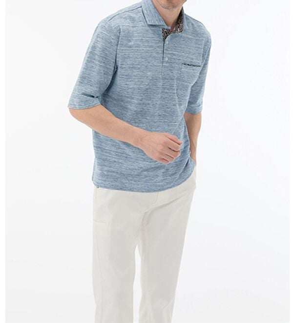 「＜コムルヴァン・オム＞大人のメランジ鹿の子ポロシャツ（メンズポロシャツ）」｜詳細画像