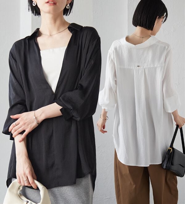 RANAN（ラナン）の「2WAYサテンスキッパーシャツ（シャツ）」｜詳細画像