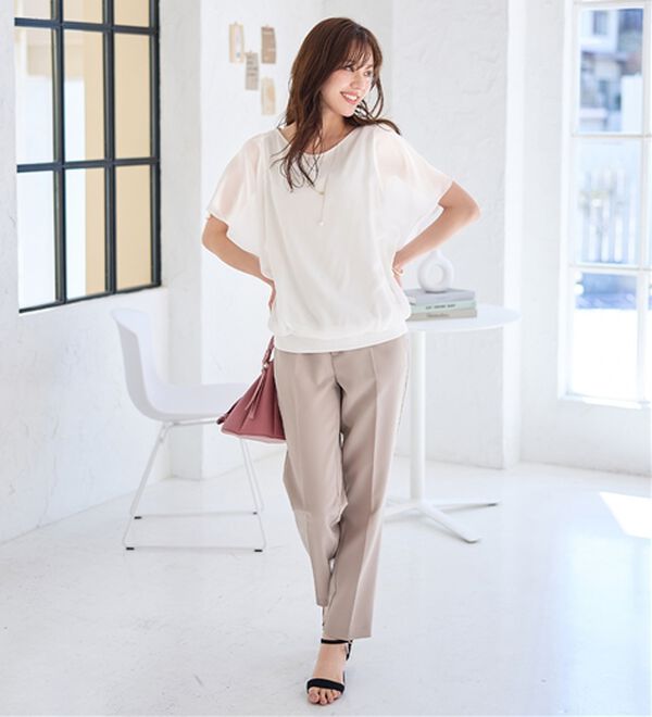 alotta（アロッタ）の「【接触冷感】カットソー裏地付ドルマンブラウス（ブラウス）」｜詳細画像