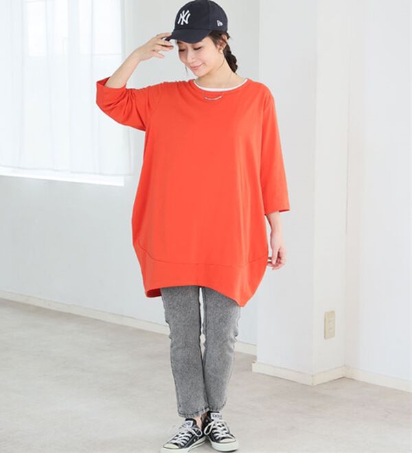 A HAPPY MARILYN（アハッピーマリリン）の「【Ｍ～８Ｌ】選べる袖！コク－ンシルエットチュニック（チュニック）」｜詳細画像