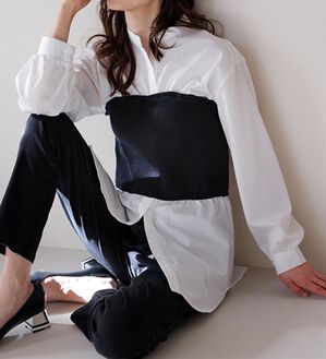 RANAN（ラナン）の「ビスチェドッキングシャツ（シャツ）」｜オフホワイト／ブラック