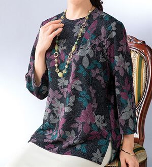 ルフラン（ルフラン）の「涼やかふくれニットブラウス＜蓮奈～れんな～＞（ブラウス）」｜黒系