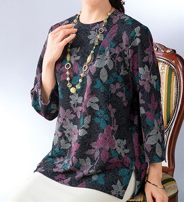 ルフラン（ルフラン）の「涼やかふくれニットブラウス＜蓮奈～れんな～＞（ブラウス）」｜黒系