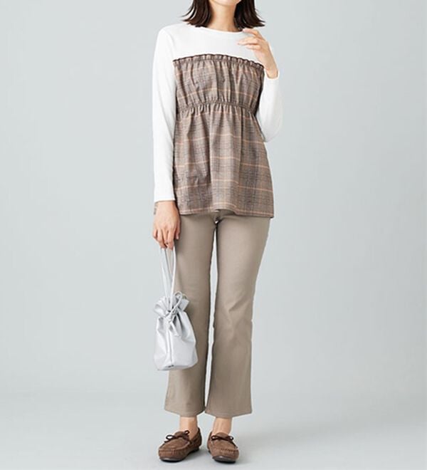 BELLUNA（ベルーナ）の「チェック柄ビスチェドッキングプルオーバー（カットソー）」｜詳細画像