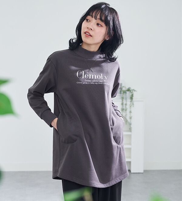 BELLUNA（ベルーナ）の「裏毛リブデザイン大人のロゴチュニック（カットソー）」｜詳細画像